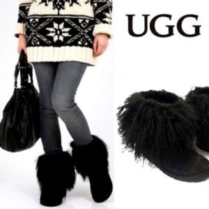 UGG Mongolian Black Sheepskin Cuff Boots